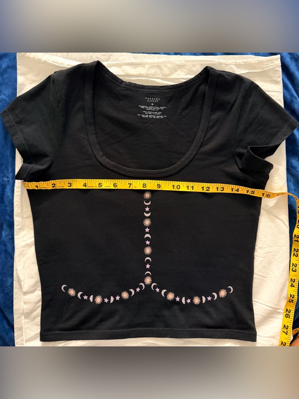 Medium Purusha People Black Invocation Drew Baby Scoop Neck - Picture 2 of 9